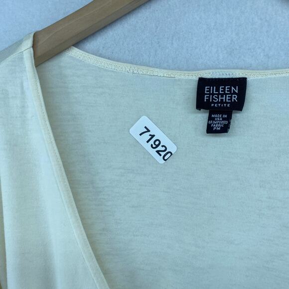 EILEEN FISHER Top PM Petite Stretch Cotton Balletcore Wrap Tie Off White USA - Picture 12 of 12